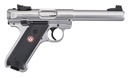 RUGER 40103 MARK IV TARGET 22 LR 10+1 5.50" SATIN STAINLESS BULL BARREL, SATIN STAINLESS STEEL SLIDE, STAINLESS STEEL FRAME DRILLED & TAPPED RECEIVER, BLACK CHECKERED POLYMER GRIP, RIGHT HAND
