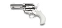 TAYLORS & COMPANY 200111 1873 FLAT TOP PIETTA 9MM LUGER 6 SHOT 3.50" NICKEL ROUND BARREL, CYLINDER & STEEL FRAME, PVC WHITE FLAT BIRDSHEAD GRIP, EXPOSED HAMMER