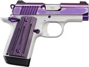 KIMBER MFG, INC 3300214 MICRO 9  9MM LUGER 7+1 3.15" STAINLESS RAMPED STEEL BARREL, PURPLE PVD W/BORDER ENGRAVING STAINLESS STEEL SERRATED SLIDE, KIMPRO II SILVER ALUMINUM FRAME, BLACK/PURPLE G10 GRIP