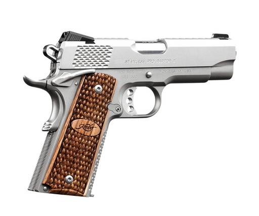 [669278323657] KIMBER MFG.,INC 3200365 STAINLESS PRO RAPTOR II 9MM 9+1 4" STAINLESS STEEL SLIDE SATIN SILVER ZEBRAWOOD W/ SCALE PATTERN AND KIMBER LOGO GRIP