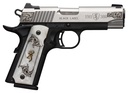 BROWNING 051967492 1911 BLACK LABEL MEDALLION COMPACT 380 ACP 8+1 3.63" MATTE STAINLESS STAINLESS STEEL BARREL & SERRATED SLIDE, MATTE BLACK POLYMER FRAME W/BEAVERTAIL, WHITE IMITATION PEARL GRIP