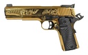 GIRSAN 390093 MC1911 S LUX 45 ACP 8+1 5" GOLD PLATED PVD STEEL BARREL, GOLD FINISH ENGRAVED SERRATED W/ENGRAVING STEEL SLIDE, GOLD PLATED STEEL FRAME, BLACK G10 GRIP