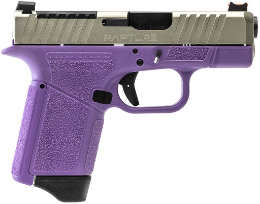 [643477868775] GFORCE ARMS GF932512PUN RAPTURE  SUB-COMPACT FRAME 9MM LUGER 12+1 3.25" BLACK STEEL BARREL, NICKEL STEEL OPTIC CUT/SERRATED SLIDE, PURPLE CERAKOTE POLYMER FRAME, SHIELD RMSC/RMR FOOTPRINT