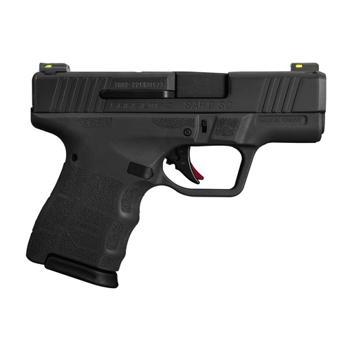 [810075873115] SAR USA SAR9SCBL SAR9 SC  SUB-COMPACT FRAME 9MM LUGER 12+1 3.30" BLACK STEEL BARREL, BLACK STEEL OPTIC READY/PORTED/SERRATED SLIDE, BLACK POLYMER FRAME, INTERCHANGEABLE BACKSTRAP GRIP