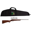CRICKETT KSA2238BSC MY FIRST RIFLE PACKAGE 22 S/L/LR SINGLE SHOT 16.10" STAINLESS STEEL BARREL & RECEIVER, AMERICAN WALNUT FIXED STOCK, 4X32 SCOPE