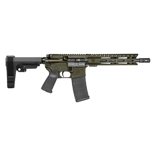 [810035754386] DIAMONDBACK DB1916K101 DB15  5.56 NATO 30+1 10" BLACK NITRIDE HEAVY THREADED BARREL, OD GREEN CERAKOTE PICATINNY RAIL ALUMINUM RECEIVER, 9" M-LOK HANDGUARD SB TACTICAL BRACE & BLACK MAGPUL MOE GRIP