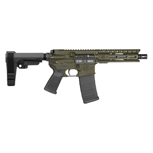 [810035754362] DIAMONDBACK DB1913K101 DB15  5.56 NATO 30+1 7" BLACK NITRIDE HEAVY THREADED BARREL, OD GREEN CERAKOTE PICATINNY RAIL ALUMINUM RECEIVER, 6" M-LOK HANDGUARD, SB TACTICAL BRACE & BLACK MAGPUL MOE GRIP