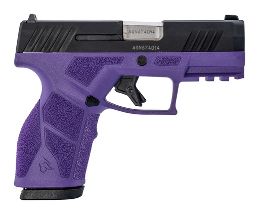 [725327637035] TAURUS 1-GX2931DP-10 GX2  9MM LUGER 10+1 3.37" MATTE STAINLESS STEEL BARREL, MATTE BLACK SERRATED STAINLESS STEEL SLIDE, DARK PURPLE POLYMER FRAME W/PICATINNY RAIL, POLYMER GRIP