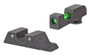 TRIJICON 601102 DI NIGHT SIGHT SET GREEN TRITIUM/FIBER OPTIC/BLACK OUTLINE FRONT, GREEN TRITIUM REAR, BLACK FRAME, FITS MOST GLOCK *DOES NOT FIT MOS